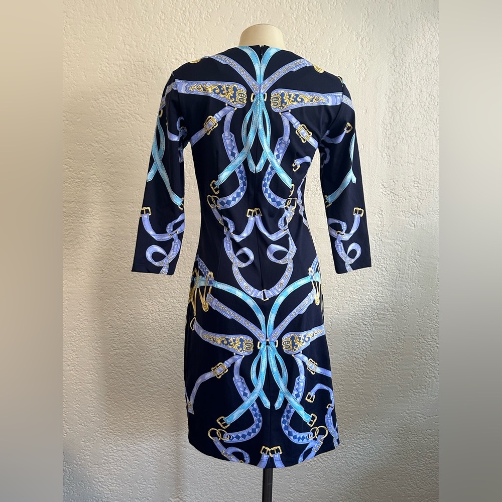 J. McLaughlin Catalina cloth navy equestrian sheath preppy dress XS - Picture 3 of 9